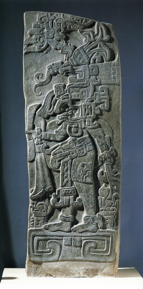 Stela II Guatemala, Kaminaljuyu, 200-50 BC Granite 78 x 26 x 7 in. Museo Nacional de Arqueologia y Etnologia, Guatemala